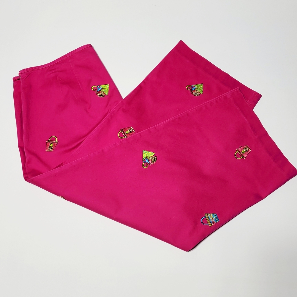 90s VTG Autograph Magenta Pink High Rise Stretch Pedal Pushers Women's (14)